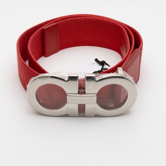 Ferragamo Men's Double Gancini Webbed Fabric Belt 36 - Picture 2 of 7